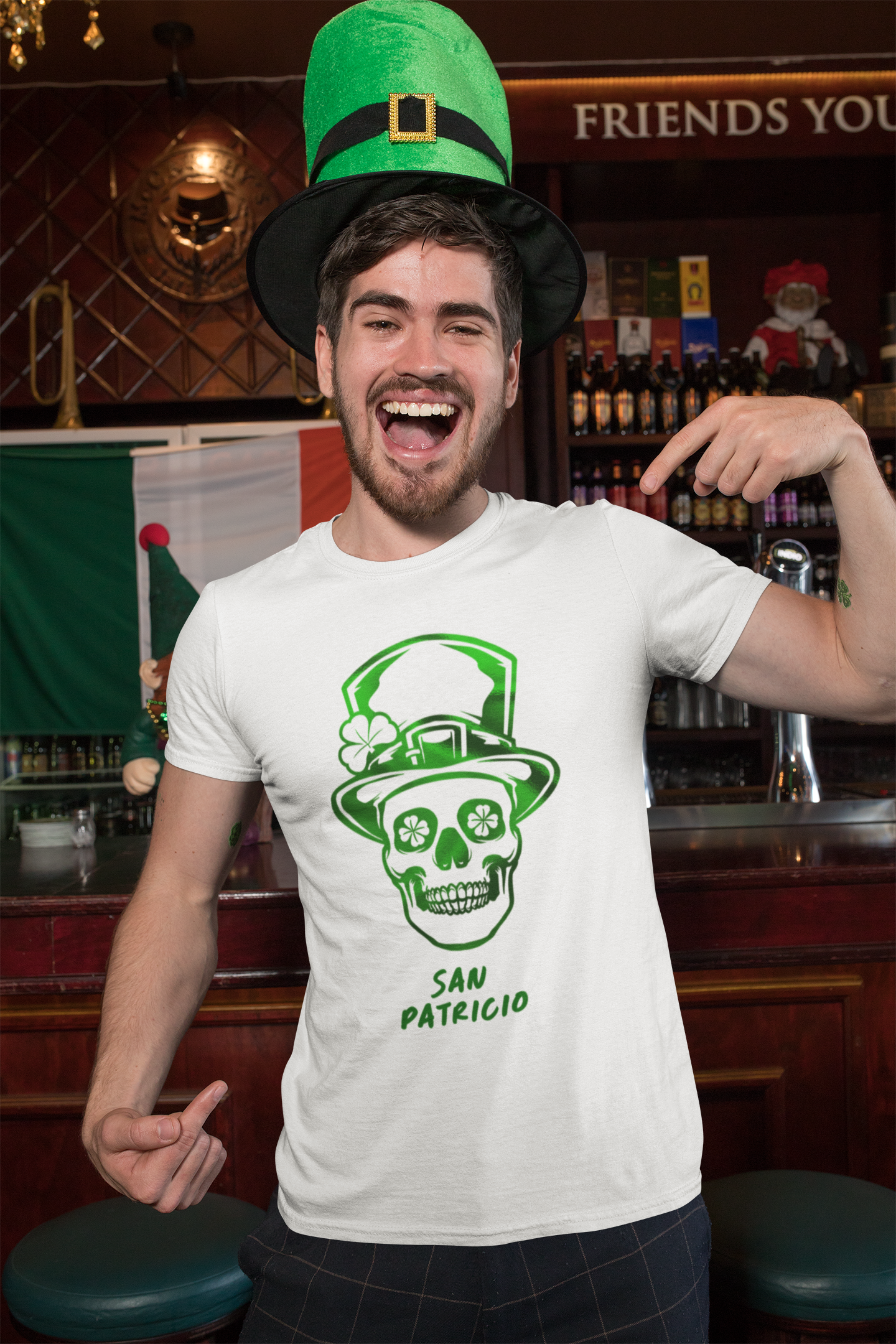 Men's St. Patrick's Day Shirt - San Patricio with Metallic Mexican Skull