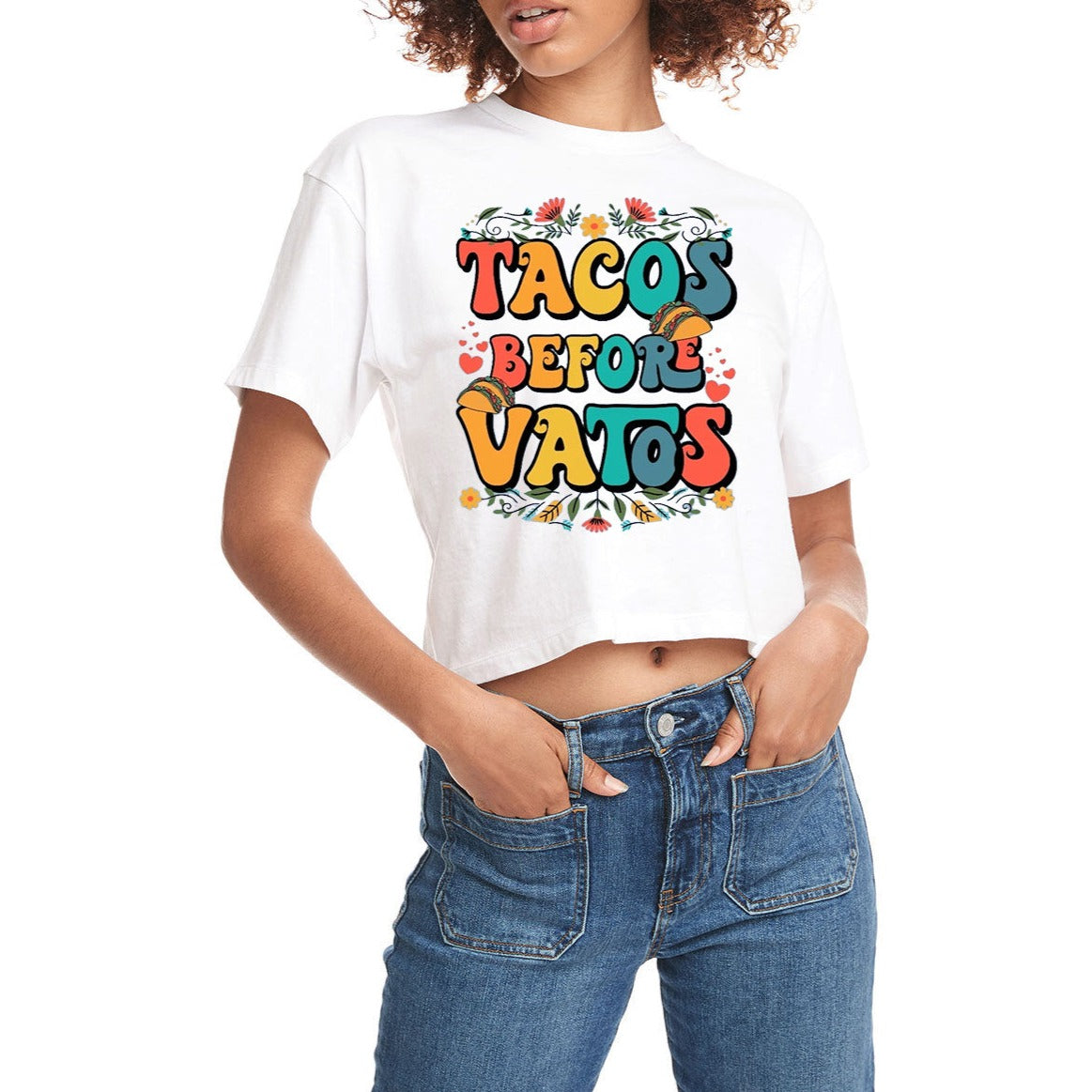 Tacos Before Vatos Crop Top T-shirt