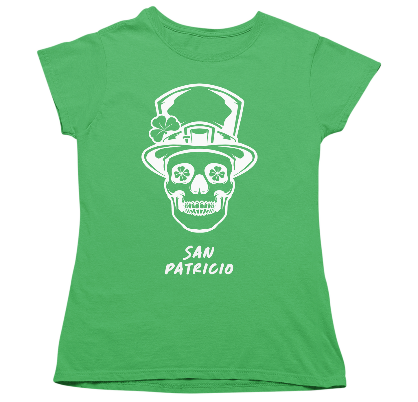 Women's St. Patrick's Day Shirt - San Patricio with Metallic Mexican Skull